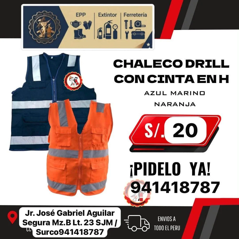 Chaleco de drill con cinta reflectiva