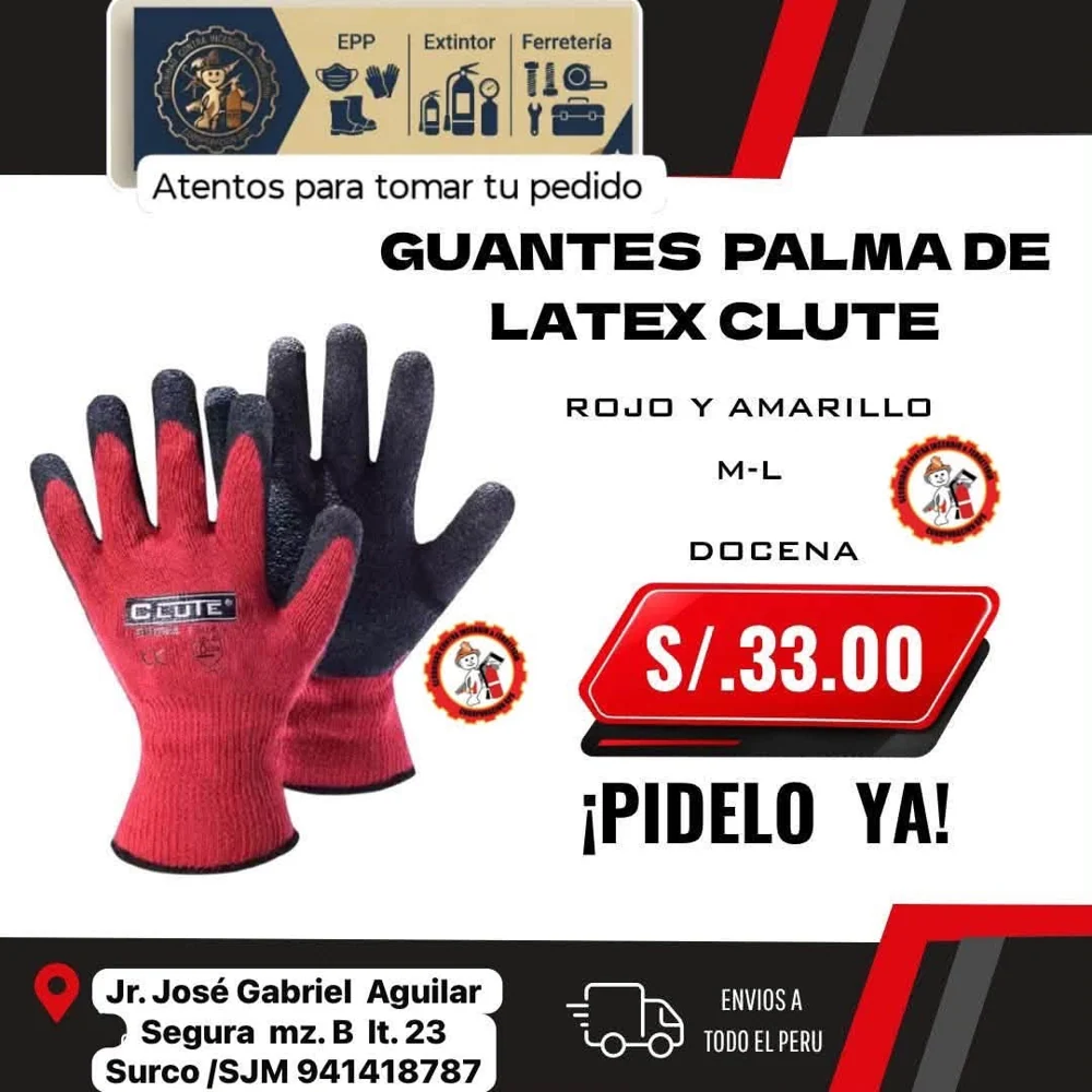 Guantes con palma de látex