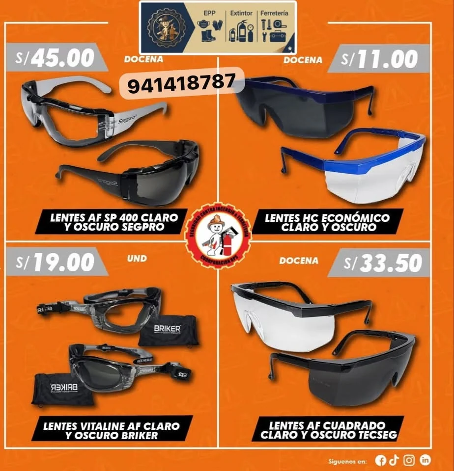 Lentes de seguridad AF — modelo alternativo