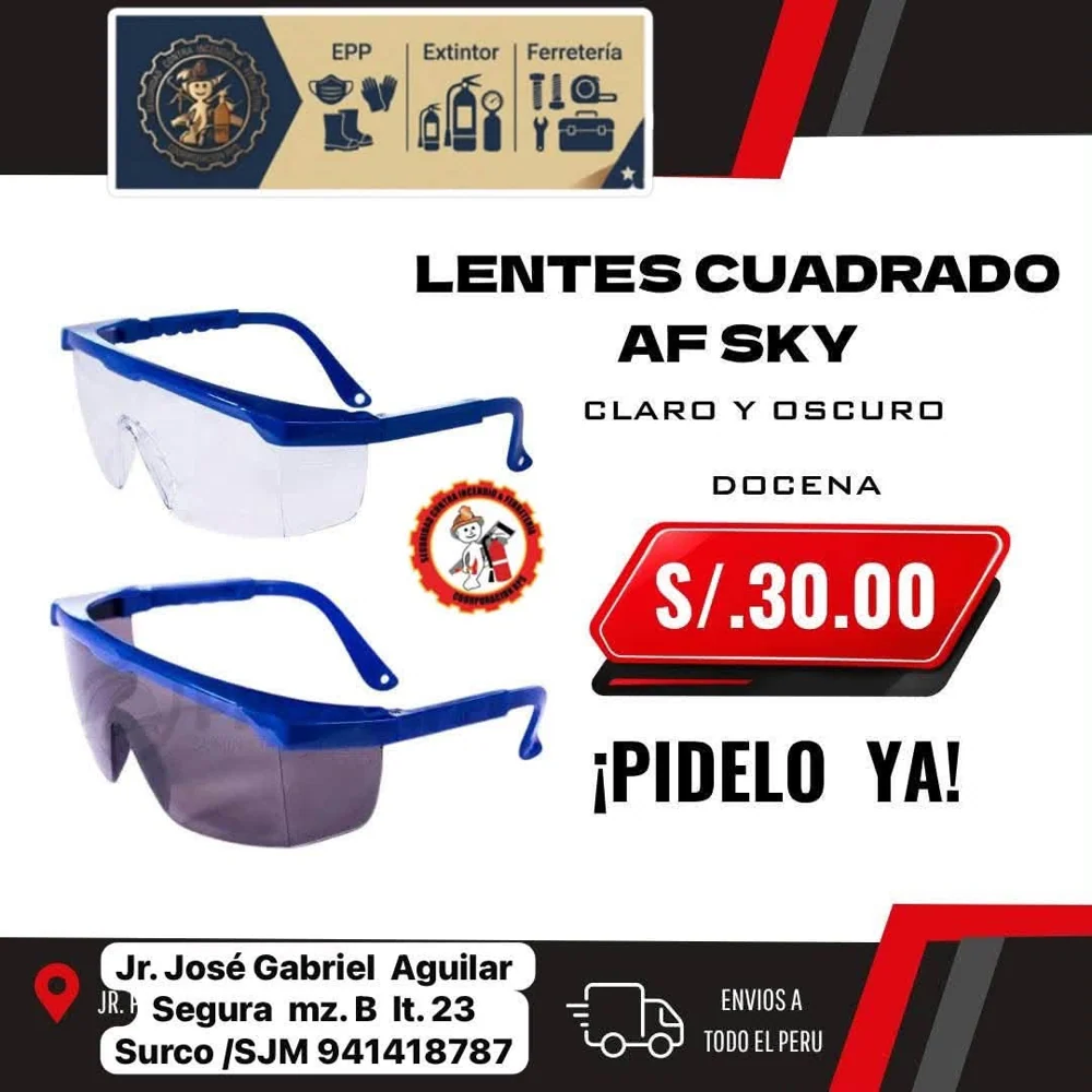 Lentes de seguridad de marco cuadrado